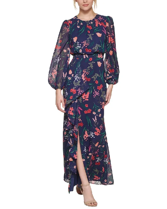 Eliza J Printed Chiffon Maxi Dress Stylish Boho Chic Maxi Dress