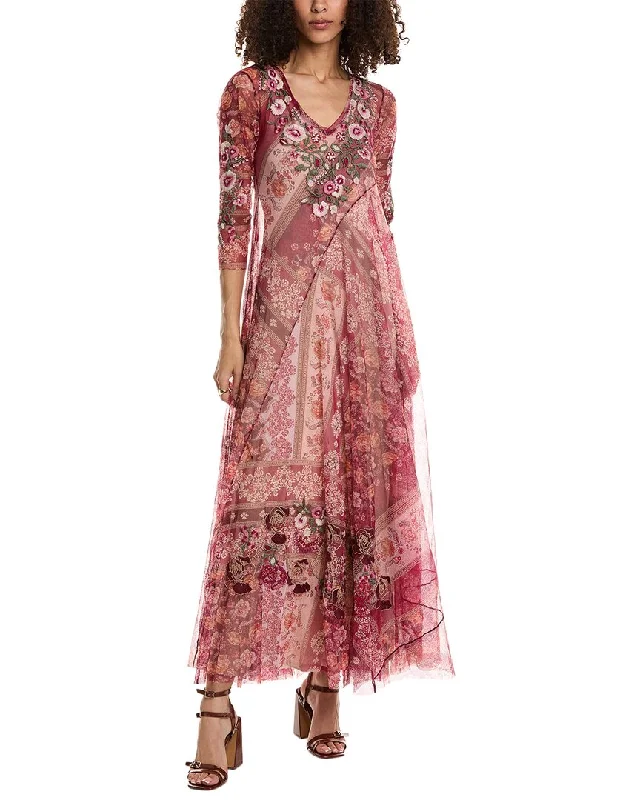 Johnny Was Cardinal Mesh Maxi Dress Classic Tulle Maxi Dress