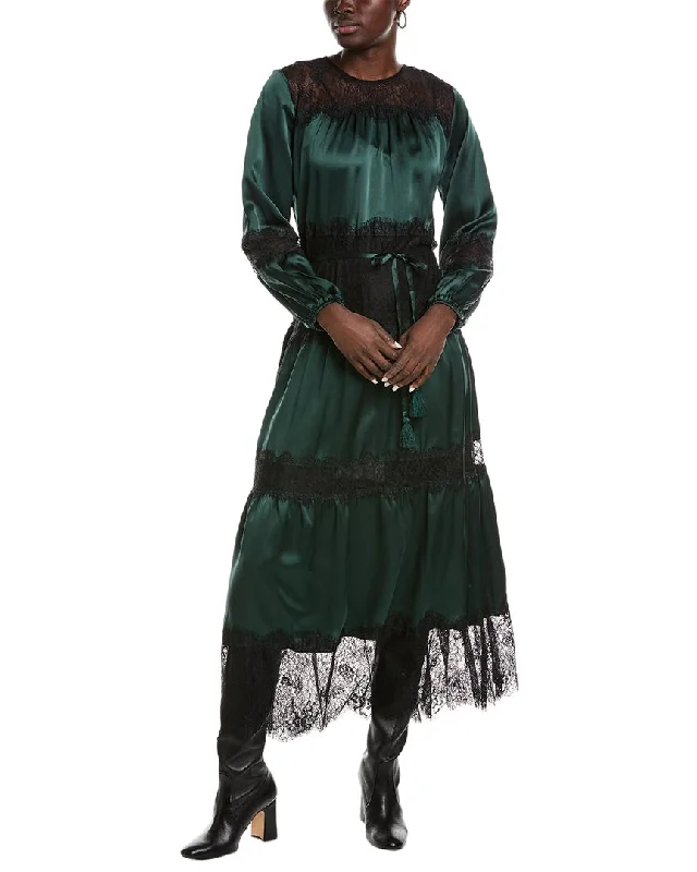 Johnny Was Ellie Tiered Lace Silk Maxi Dress Fashionable Sleeveless Maxi Dress