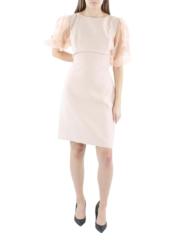 Kamille Womens Sheer Organza Mini Dress Fashionable Pleated Mini Dress