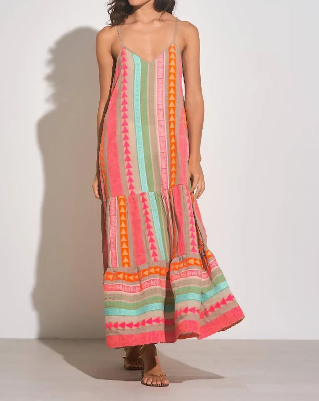 Tulum Maxi Dress In Neon Orange Elegant Pleated Maxi Dress