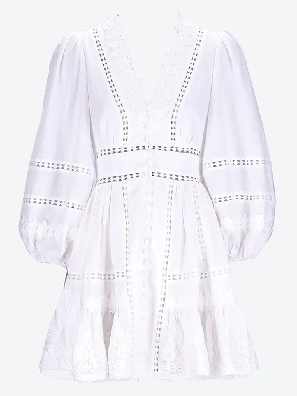 Pop trimmed mini dress Fashionable Mini Dress with Slits
