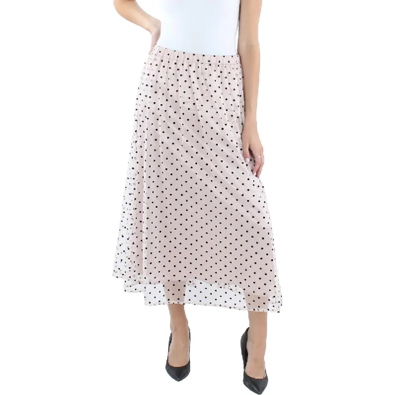 Anne Klein Womens Midi Mesh A-Line Skirt