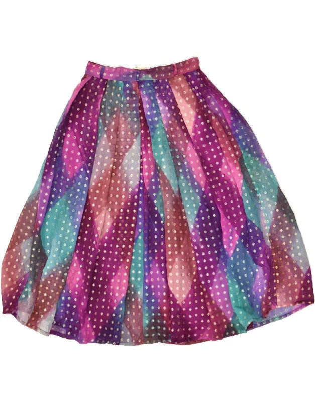 ANTONELLE Womens Abstract Pattern A-Line Skirt IT 38 XS W28  Purple Silk