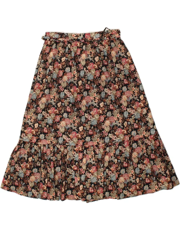 HIRSCH Womens A-Line Skirt W29 Medium  Brown Floral Cotton