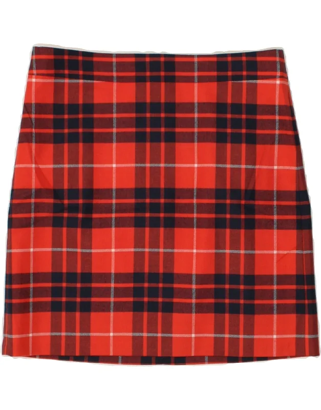 J. CREW Womens Mini Skirt US 0 XS W30 Red Check Wool