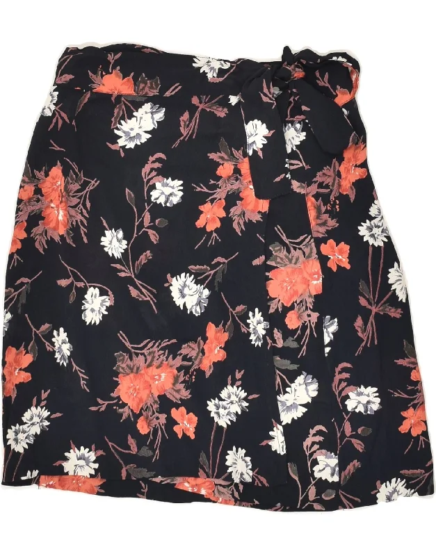 MADEMOISELLE Womens Wrap Skirt Medium W26 Black Floral