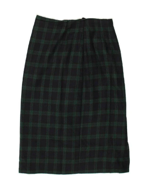 MARKS & SPENCER Womens Straight Skirt UK 12 Medium W28 Navy Blue Check