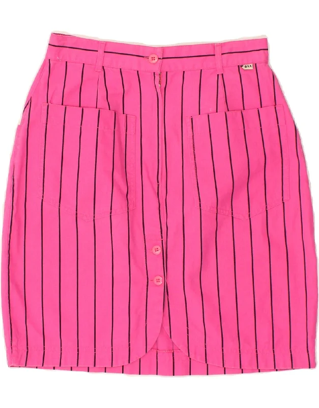 MEXX Womens Pencil Skirt IT 40 Small W27  Pink Striped Cotton