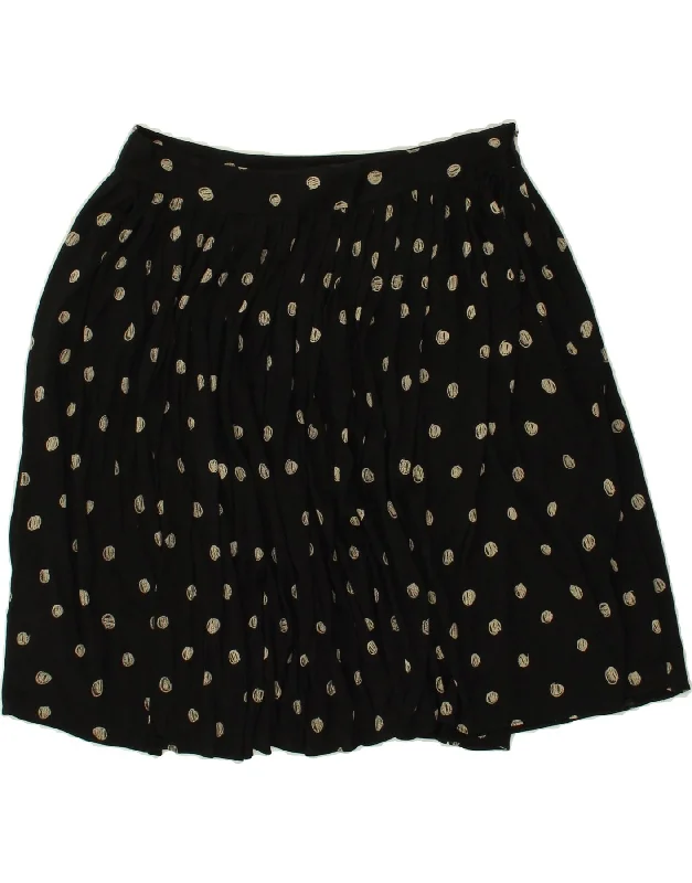 MOSCHINO Womens Flared Skirt UK 10 Small W28 Black Polka Dot Silk