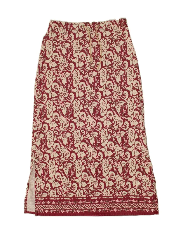 MURPHY & NYE Womens Maxi Skirt W27 Small Red Floral Cotton