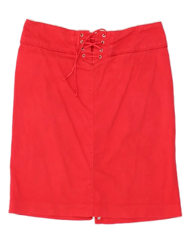 STEFANEL Womens Straight Skirt IT 42 Medium W29 Red Cotton