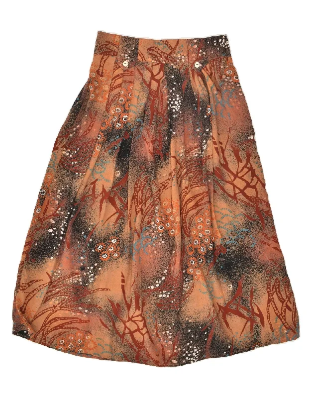 VINTAGE Womens A-Line Skirt EU 36 Small W28 Brown Floral