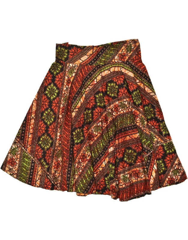 VINTAGE Womens A-Line Skirt W24 XS Brown Floral