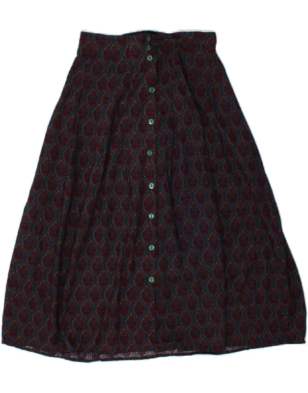 VINTAGE Womens A-Line Skirt W28 Medium Maroon Argyle/Diamond