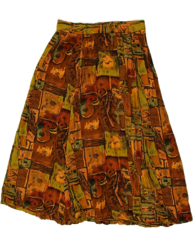 VINTAGE Womens Abstract Pattern A-Line Skirt W26 Small Brown