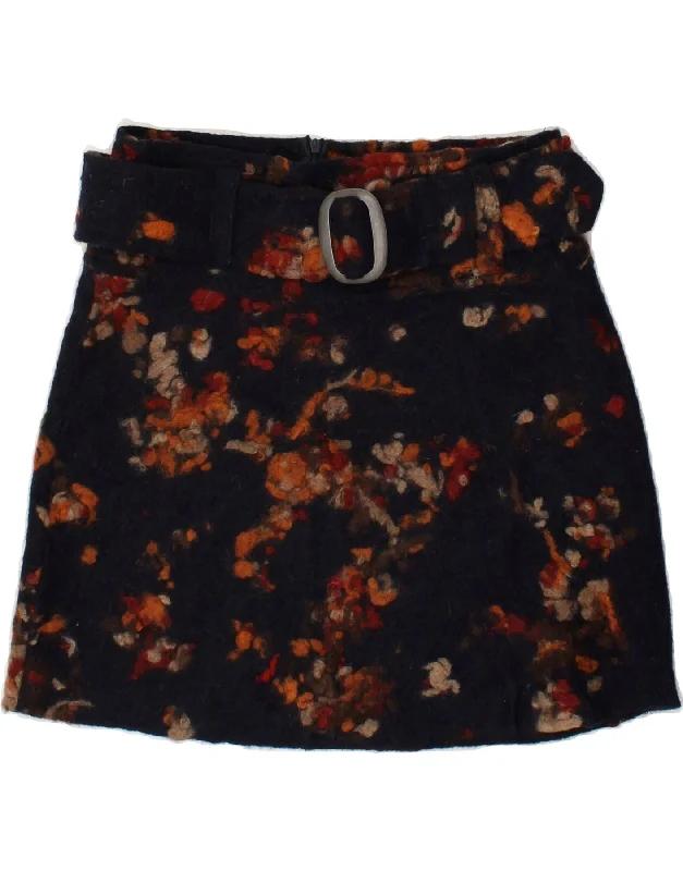VINTAGE Womens Mini Skirt W28 Medium Black Tie Dye denim skirt casual