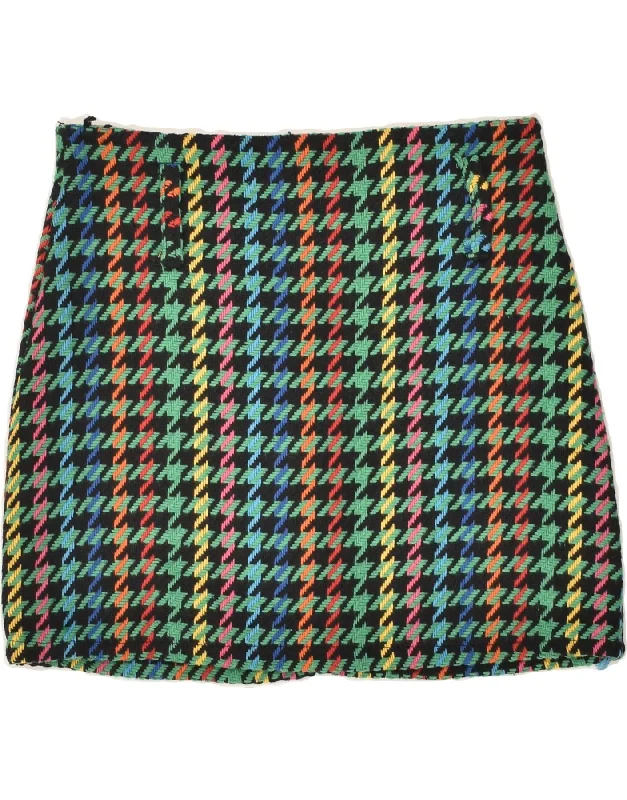 VINTAGE Womens Mini Skirt W28 Medium Multicoloured Houndstooth