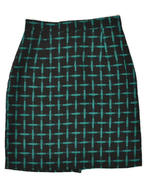 VINTAGE Womens Pencil Skirt W26 Small  Green Check