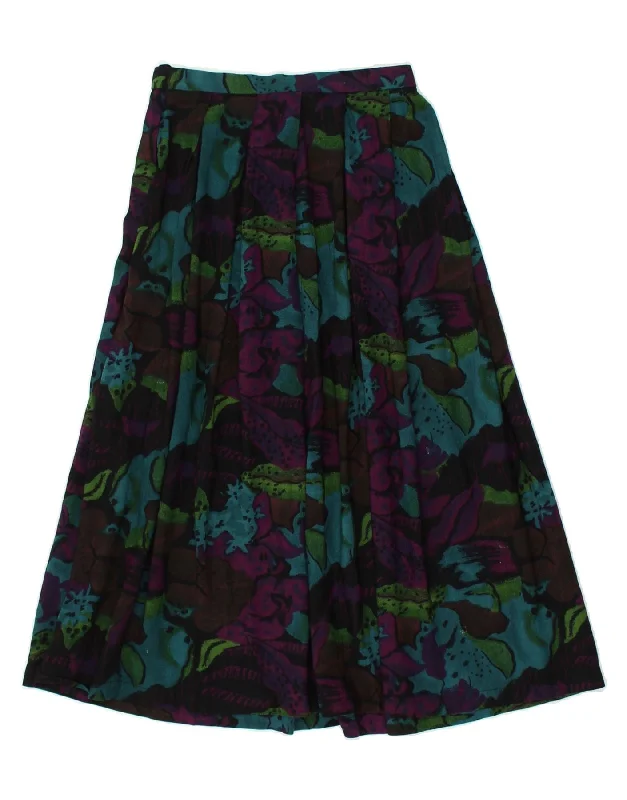 VINTAGE Womens Pleated Skirt W24 XS Multicoloured Floral