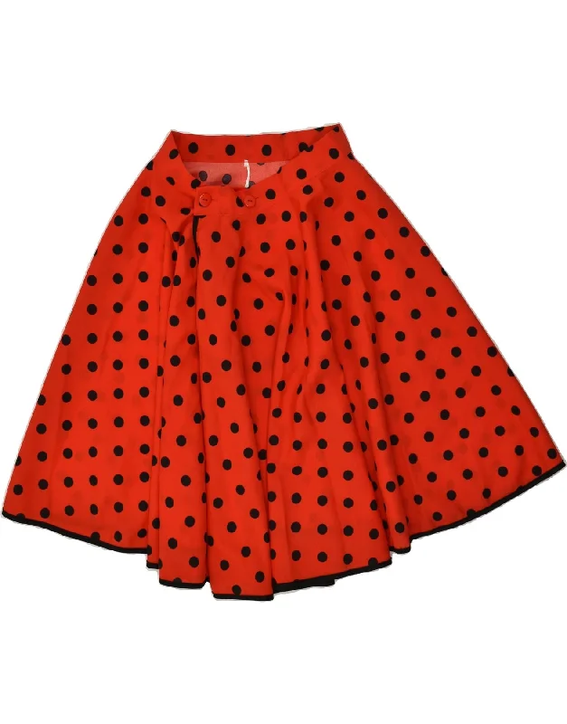 VINTAGE Womens Pleated Skirt W28 Medium Red Polka Dot