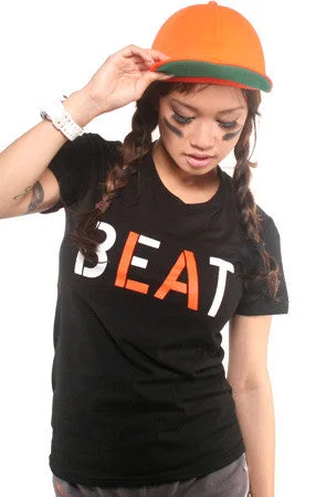 Beat LA (Women's Black/Orange Tee) Terry Blend Velvet Blend Canvas Blend