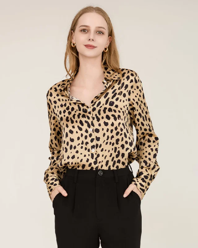 Leopard Print Silk Shirt For Women