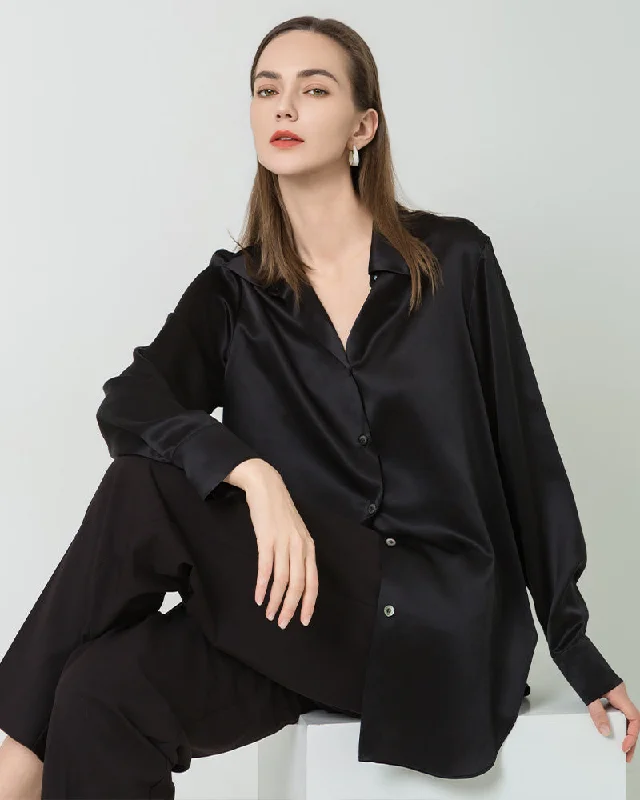 Silk Satin Oversized Button Up Shirt