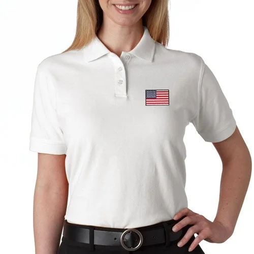 Women's US Flag Patch Polo Shirt