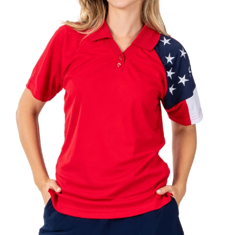 Women's Allegiance Freedom Tech Polo Shirt -Red