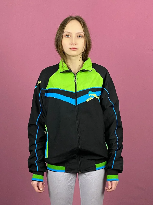 90s Puma Vintage Women's Track Jacket - L Black Polyester