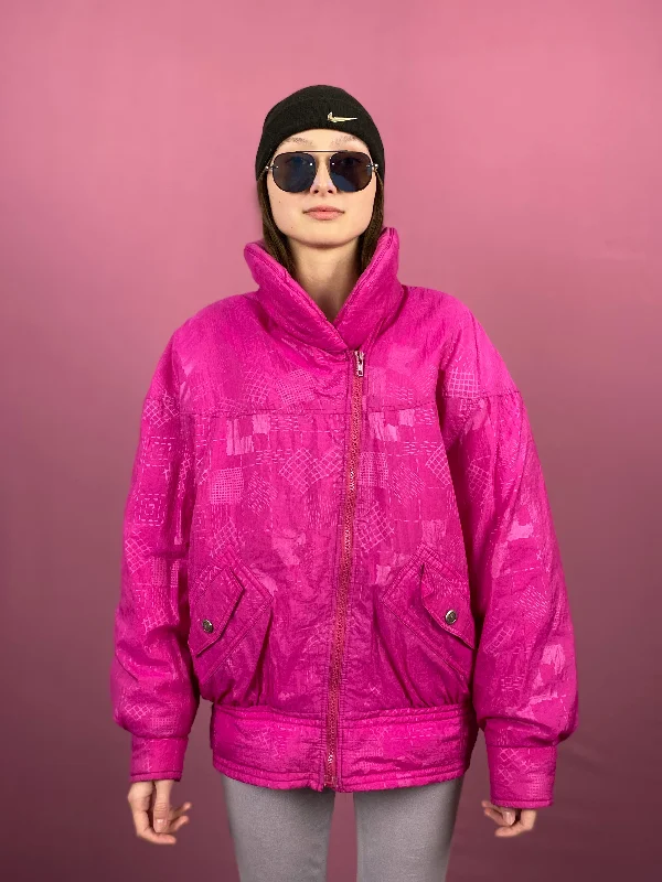 90s Vintage Women's Ski Jacket - L Pink Nylon