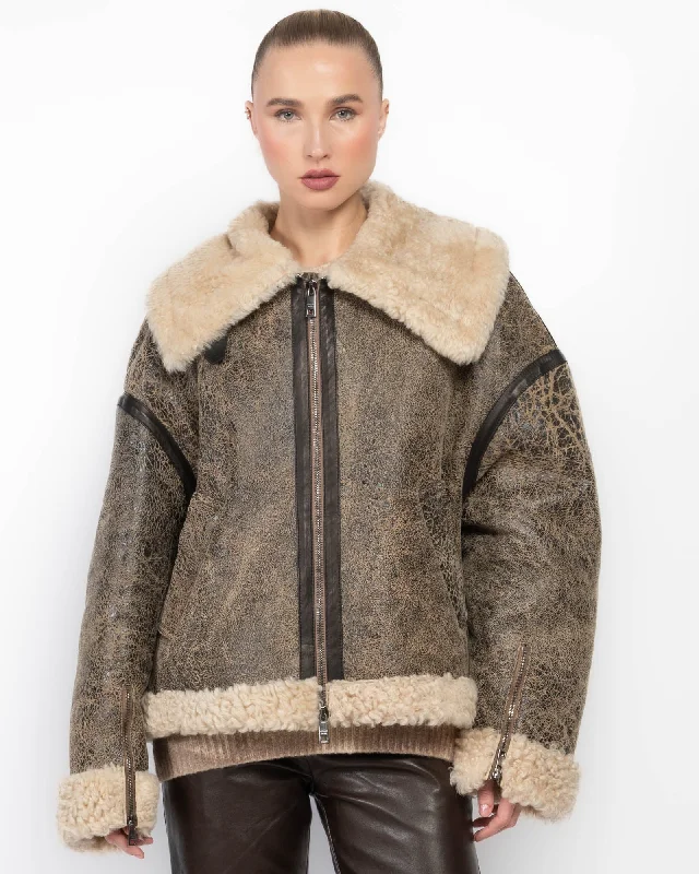 Oversized Shearling Trim Jacket