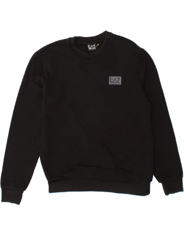 EMPORIO ARMANI Mens Sweatshirt Jumper Medium Black Hooded Sweatshirt Casual Wear Street Style