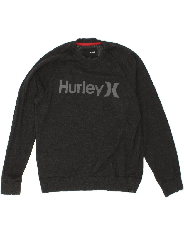 HURLEY Mens Graphic Sweatshirt Jumper Small Grey Flecked Cotton