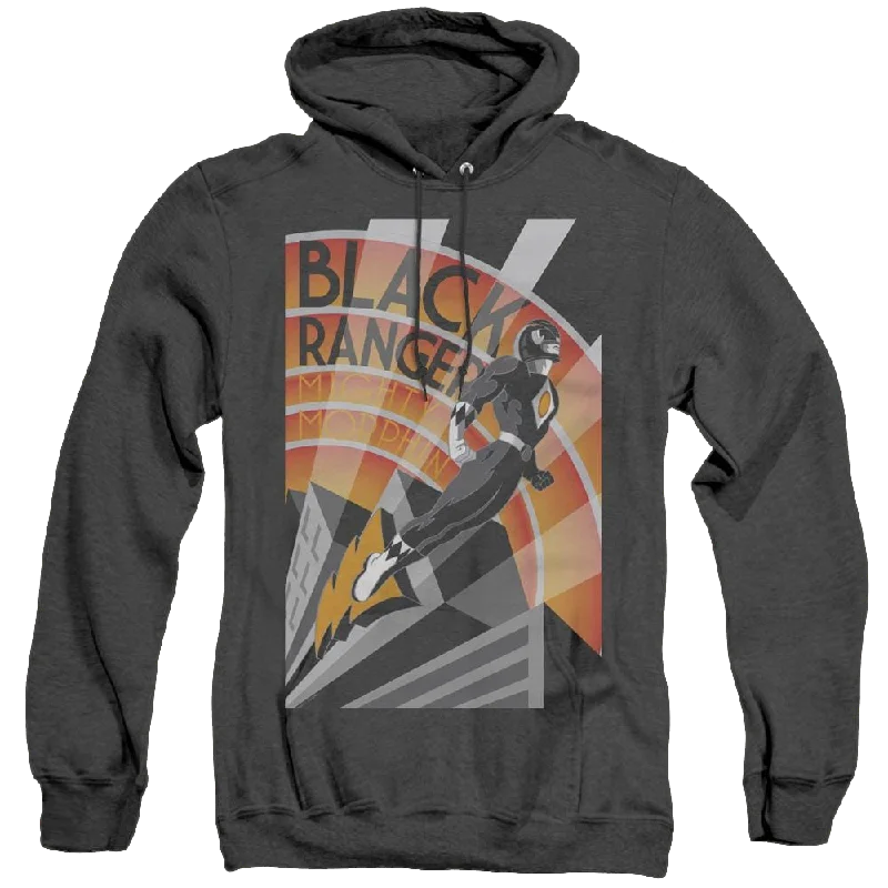 Mighty Morphin Power Rangers Black Ranger Deco - Heather Pullover Hoodie