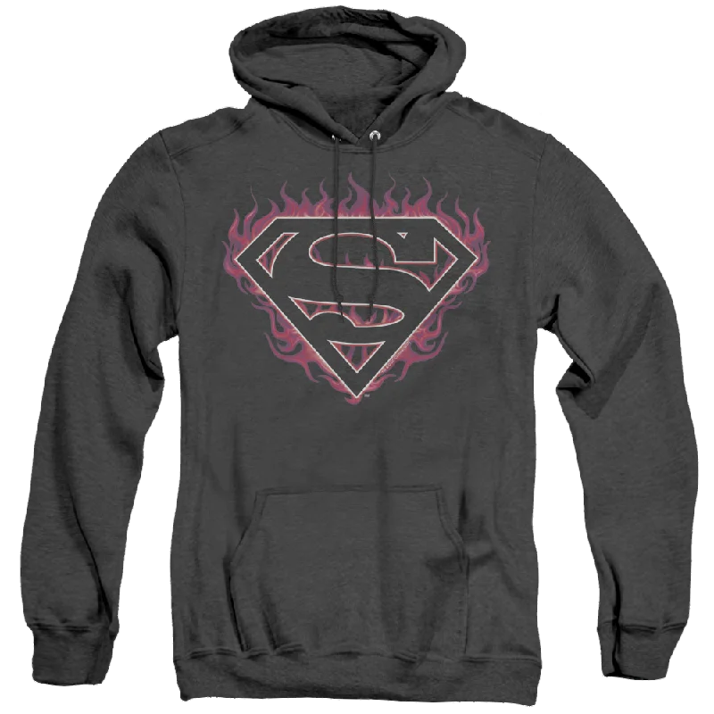 Superman Fuchsia Flames - Heather Pullover Hoodie