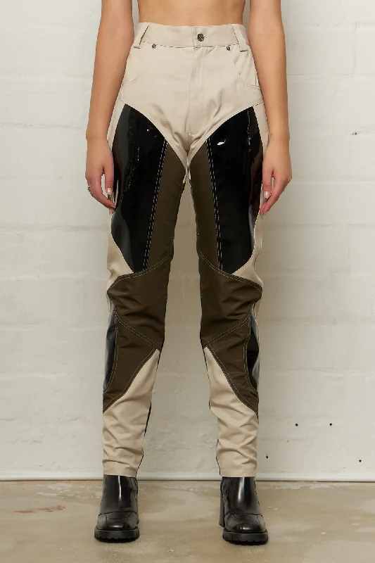 Jun Patchwork Vinyl Trousers Multi Color Trousers practical durable