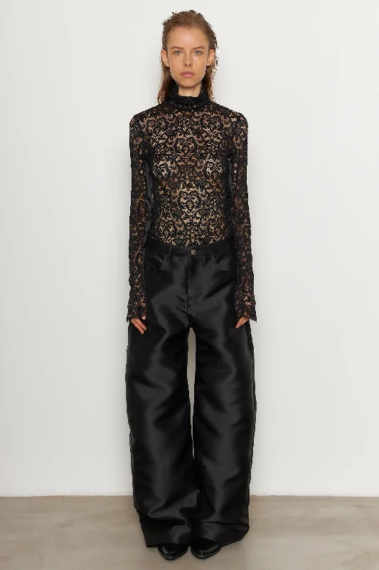 Boyfriend Trousers Satin Black Trousers Designer Luxury