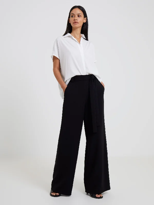Whisper Belted Palazzo Trousers Trousers Formal Black