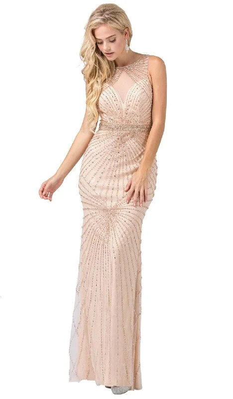Dancing Queen 2615 - Cutout Back Beaded Prom Gown