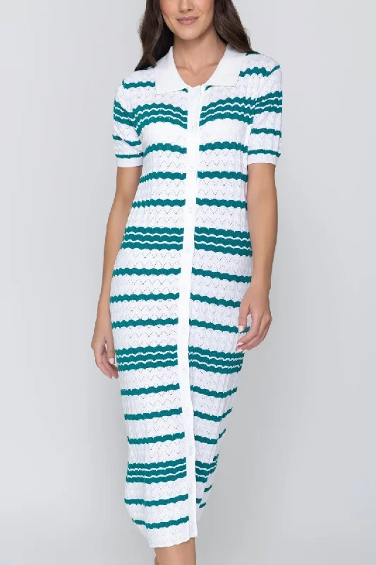 EVELYN DRESS (WHITE/GREEN)