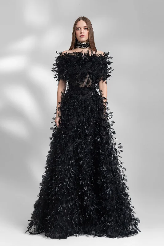 Fully intricated feather dress