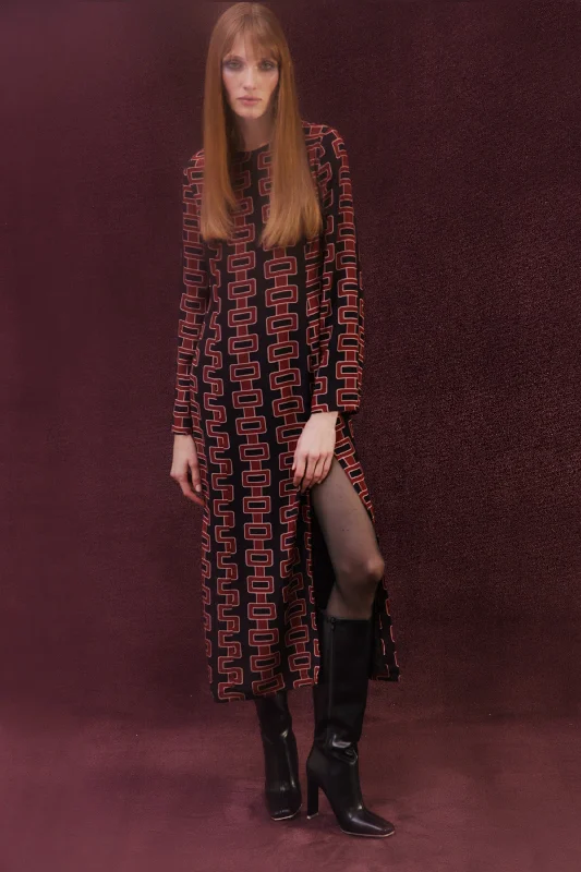 Karen Silk Dress | Black & Brown