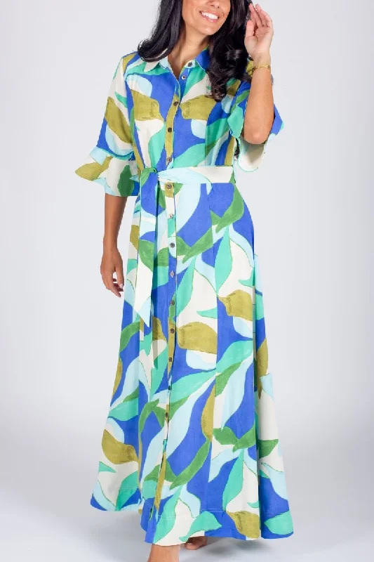 LAUREN DRESS (GREEN PATTERN)
