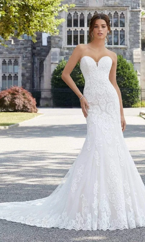 Mori Lee Bridal - 5803 Shoshanna Sweetheart Applique Petal Train Gown