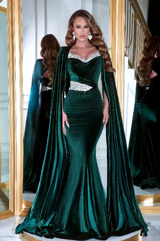Portia and Scarlett's Enchanting Emerald Velvet Gown for Captivating Occasions