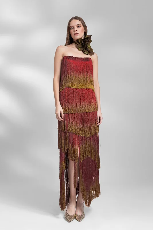 Strapless tassel dress